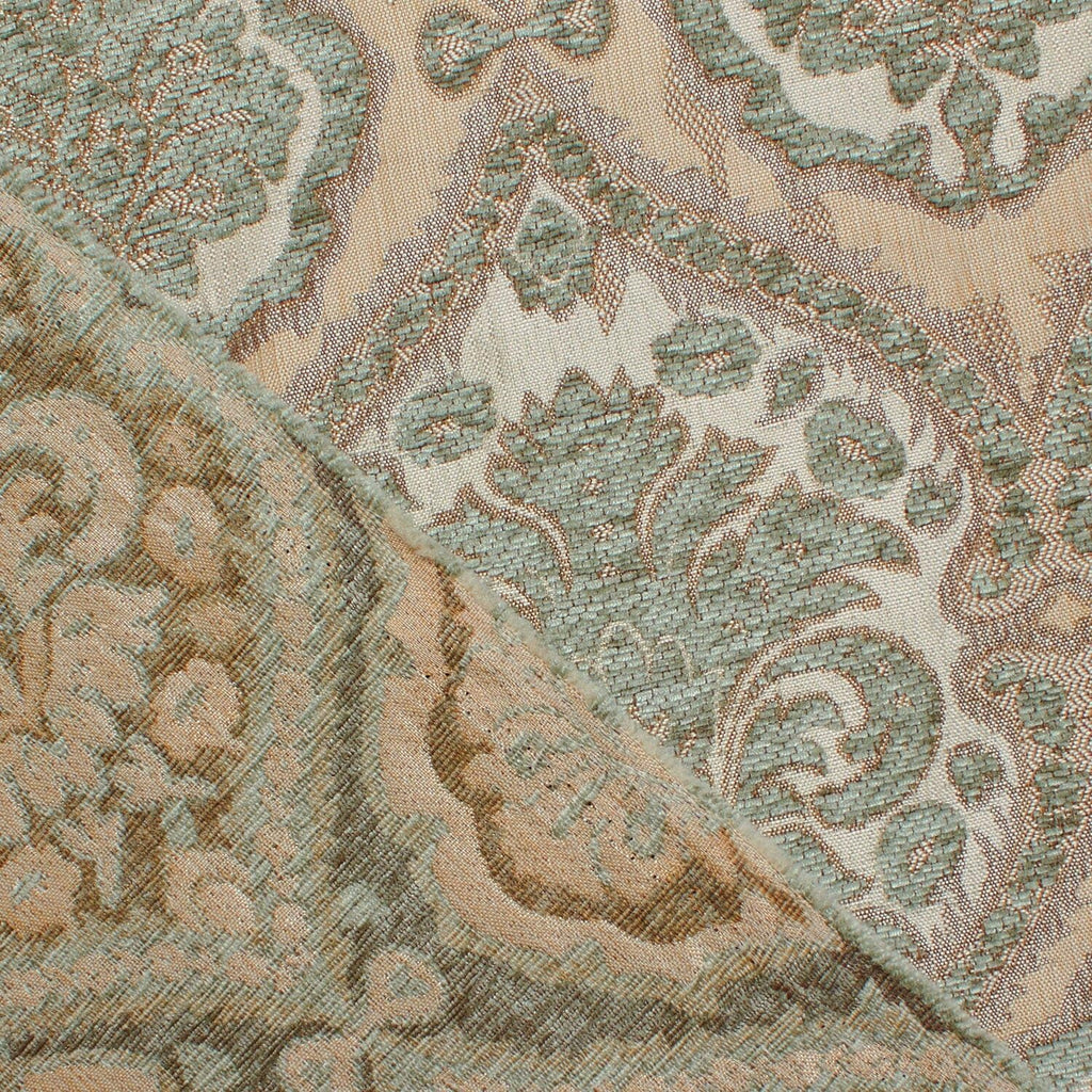 Baroque Floral Two Tone Chenille 57" Heavyweight Upholstery Jacquard Polyester Fabric by The Yard (Beige/Sage, 1 Yard)