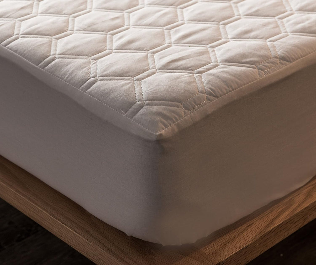 Premium Quilted Fitted Mattress Pad Protector Made with Natural Combed Cotton - Cooling and Breathable Mattress