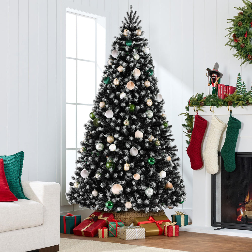 Artificial Frosted Christmas Tree, 9ft Premium Unlit Realistic Spruce Holiday Décor w/Dense Branches, Metal Base