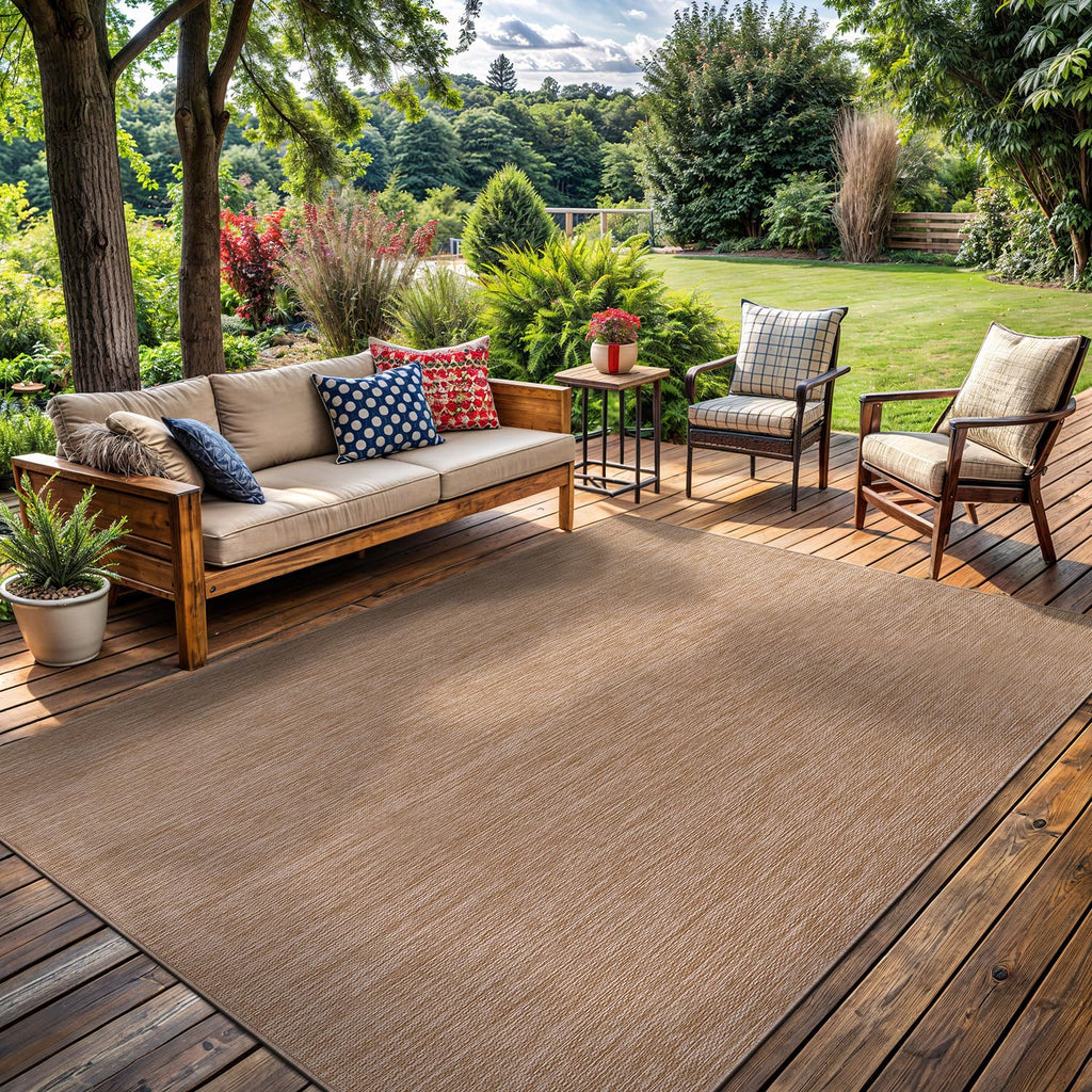 Washable Indoor Outdoor Rug 8x10 Weather Resistant Area Rugs Modern Solid Jute Rug for Porch Deck Balcony Backyard