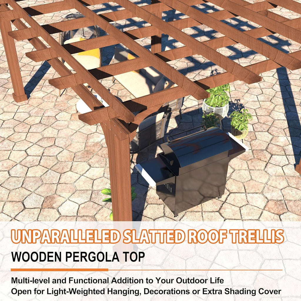 10' x 12' Patio Pergola, Cedar Wood Pergolas with Solid Stru - Image 5