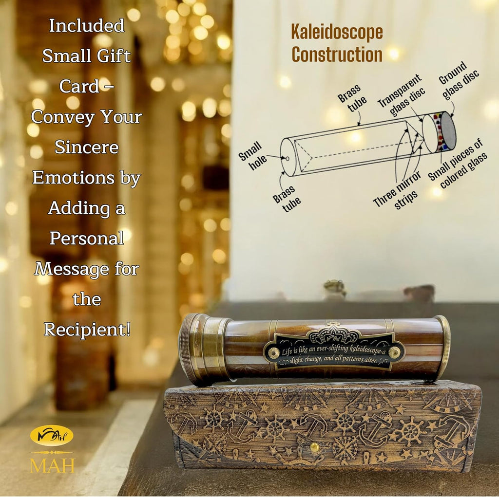 Handcrafted Brass Kaleidoscope - Vintage Nautical Collectible Gift for Adults & Collectors - Sentimental Keepsake