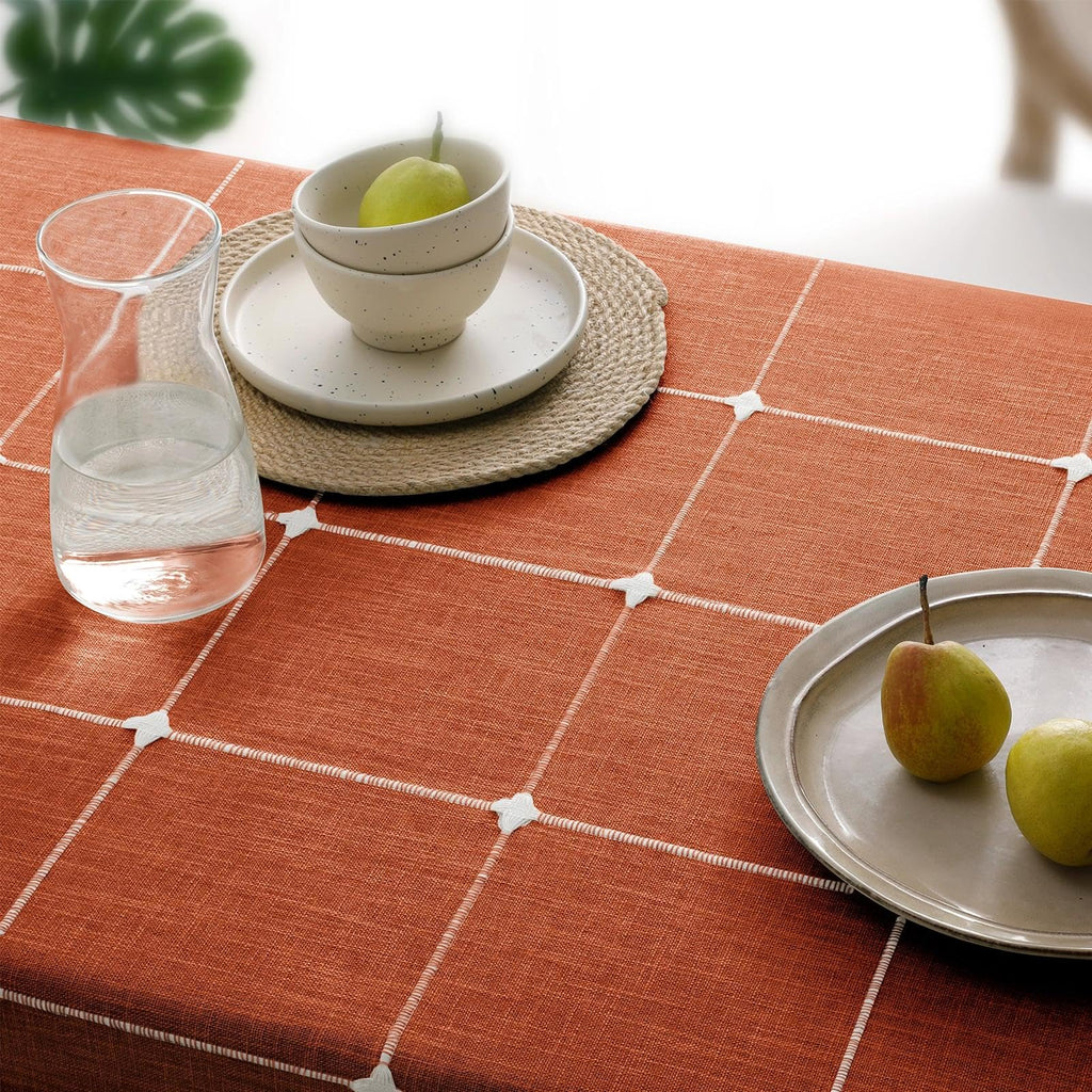 Fall Linen Rectangle Tablecloth with Tassel, 55 x 120 Inch