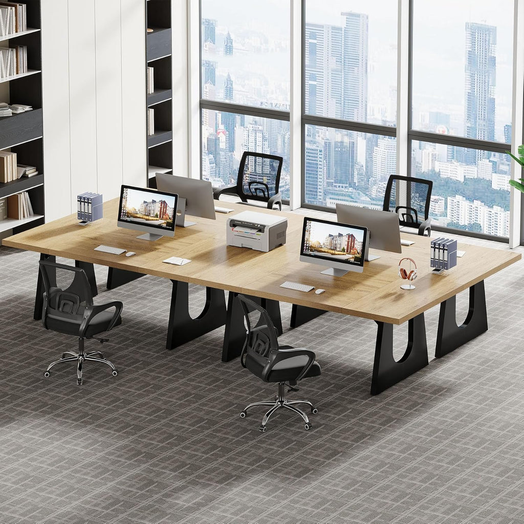 70.86-Inch Executive Desk, Large Computer Office Desk with Double Wood Pedestal