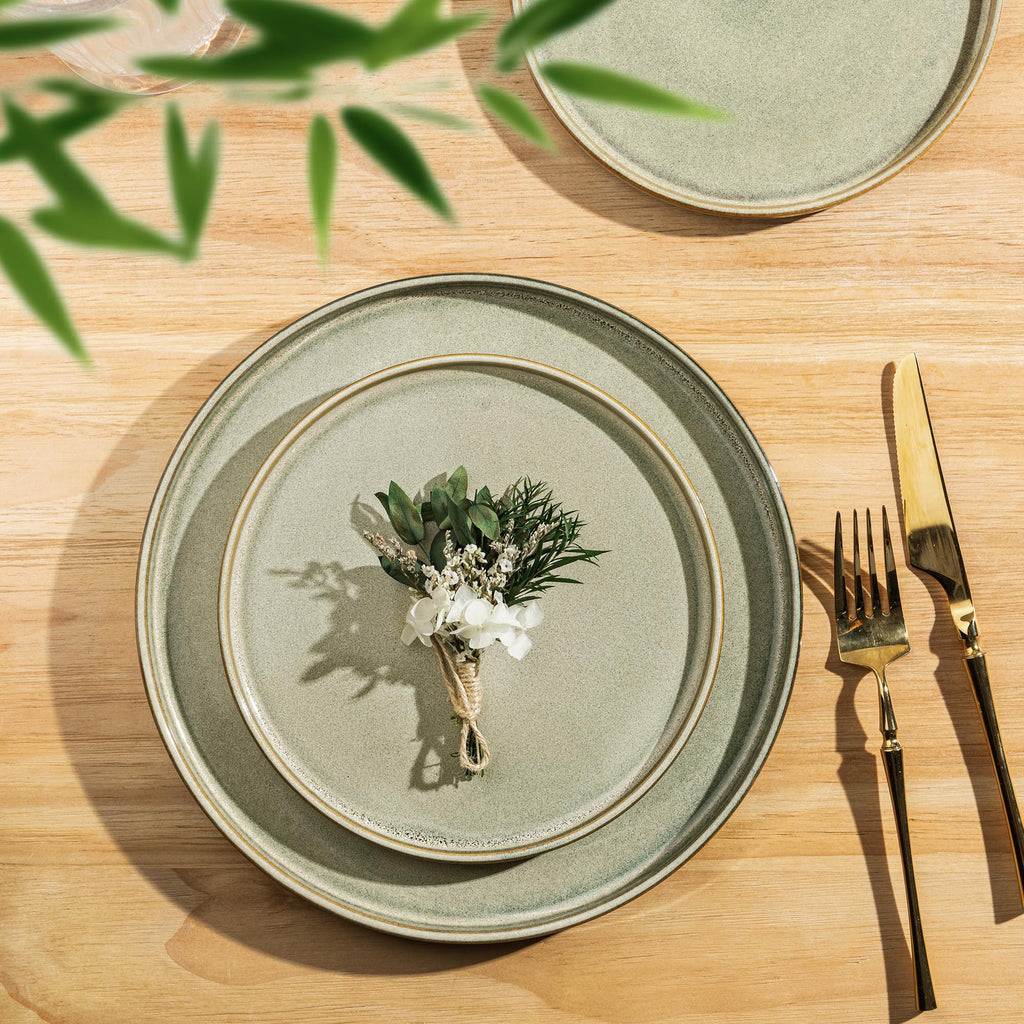 Stoneware Dinnerware Sets for 4,12 Piece Plates and Bowls Sets