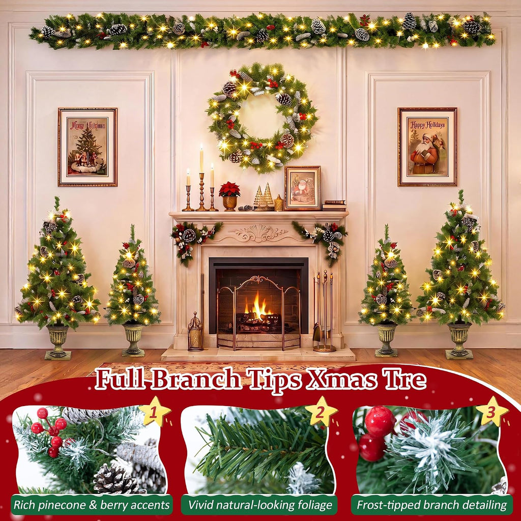 Piece Christmas Tree Set, 3'4' Pre‐lit Artificial Christmas Tree