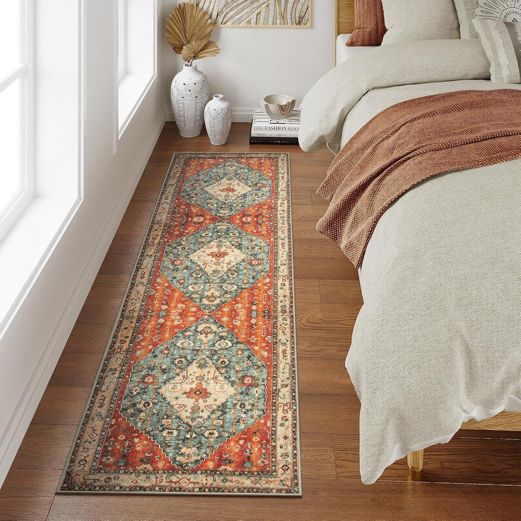 Felice Boho Tribal 2'6" x 10' Washable Runners s, Oriental Kitchen Runner Rugs Non Skid Washable, Oriental Soft Long