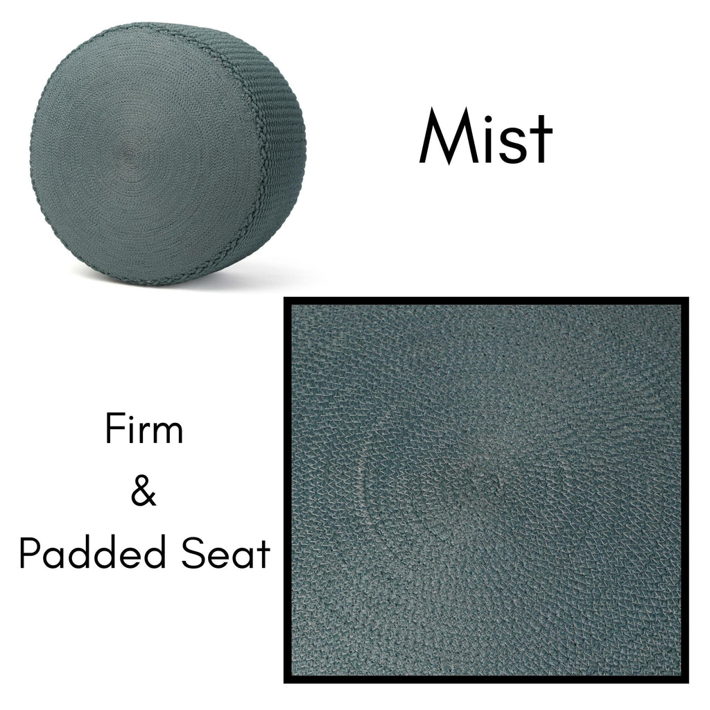 Indoor Outdoor Pouf Ottoman Foot Rest, Mist, 20"x20"x16"