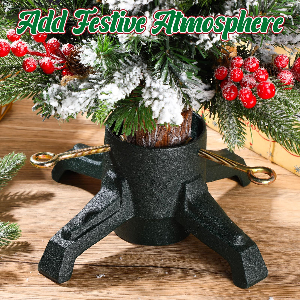 Christmas Tree Stand for Live Trees, Real Xmas Tree Holder Base Cast Iron, Supports up to 8ft, 4-Inch Diameter, 120lb