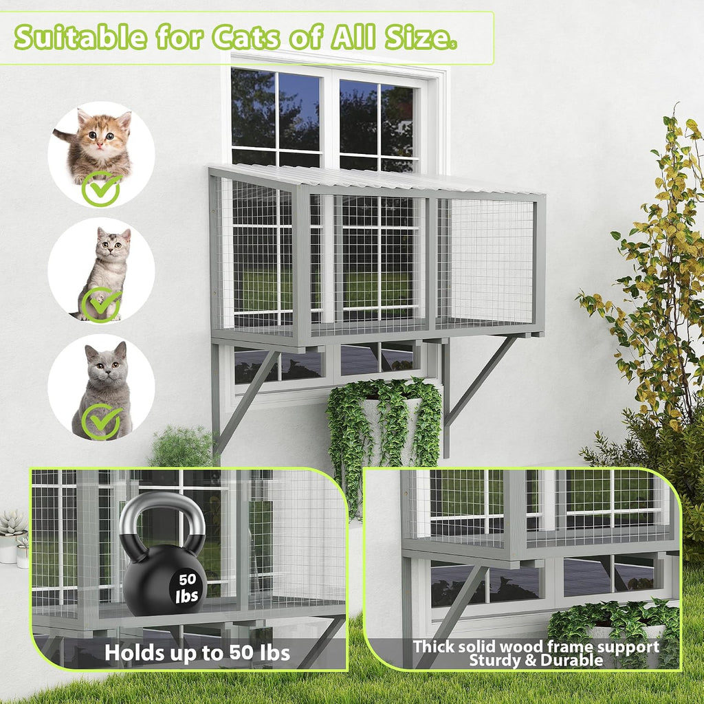 Outdoor Cat Enclosure Wall Catio Window Perch Cat Patio Furniture