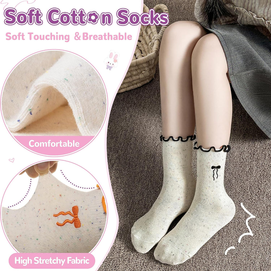 Frilly Kids Crew Dress Cotton Soft Cute Toddler Socks 6 Pairs