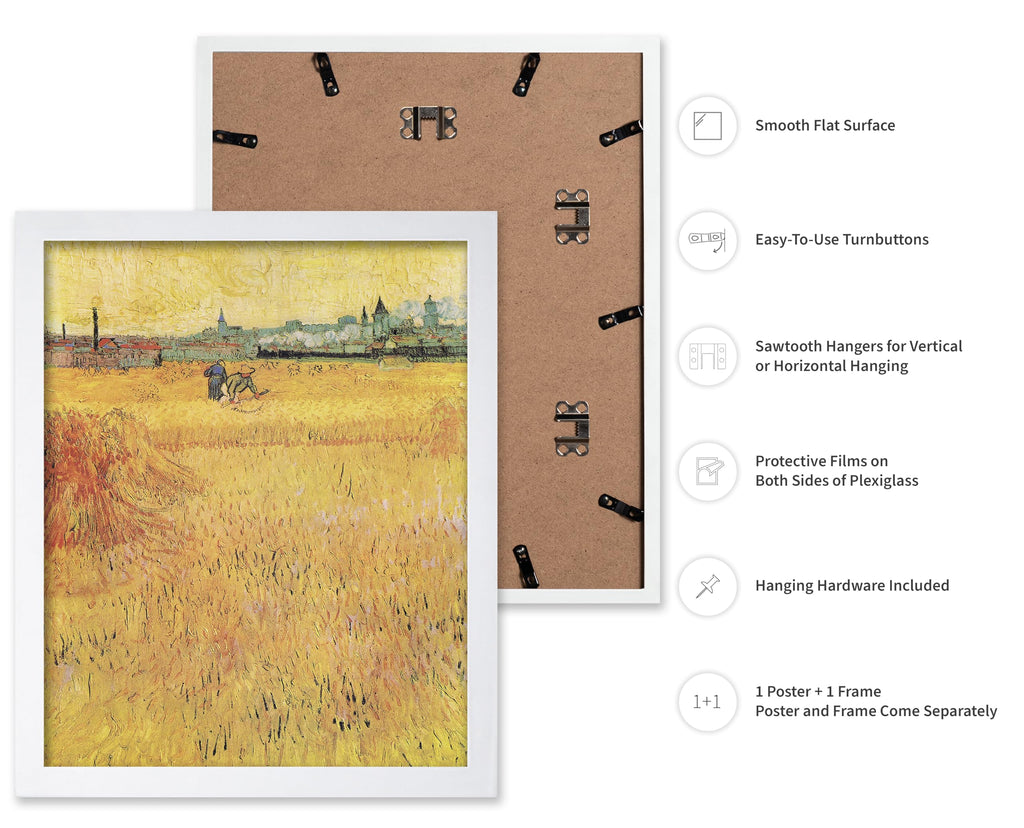 Vintage Van Gogh Poster - Retro Impressionism Print - Gift for Artist, Painter - Arles View from the Wheat Fields