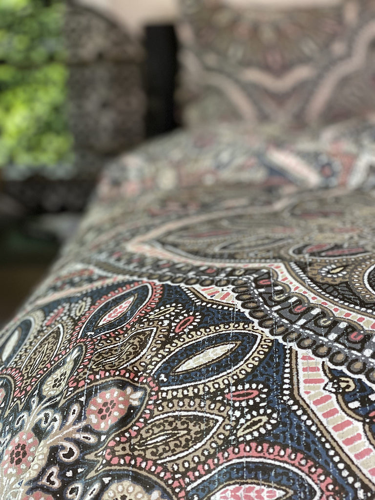 Venetian Damask Bohemian Paisley Duvet Cover Set Boho Chic Watercolor Medallion Egyptian Cotton Sateen Luxury