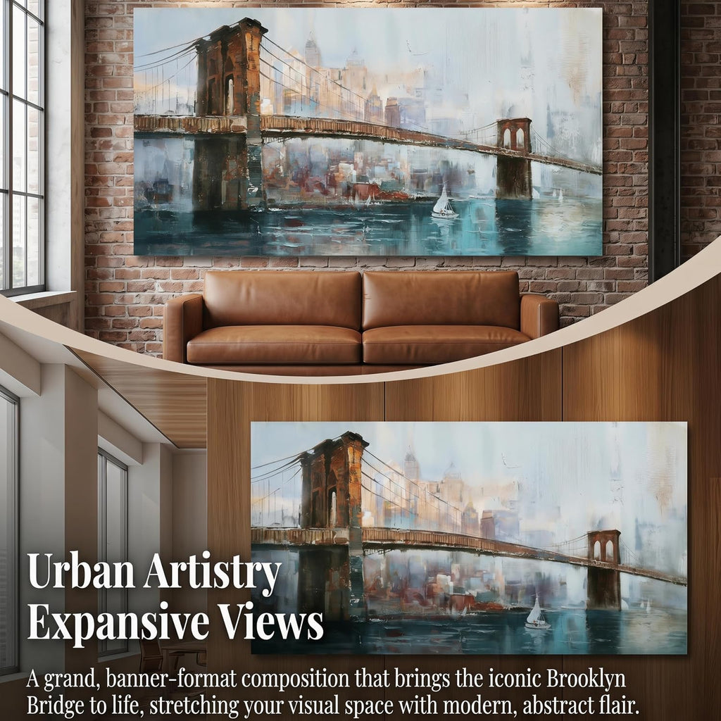 New York Brooklyn Bridge Canvas Wall Art | HD Print, Waterproof, non-fading, Cityscape Skyline Picture
