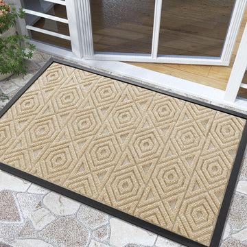 Door Mat, Outdoor Indoor Entrance Welcome Mat, Heavy Entry Front Door Mat, Stain & Fade Resistant, Low Profile
