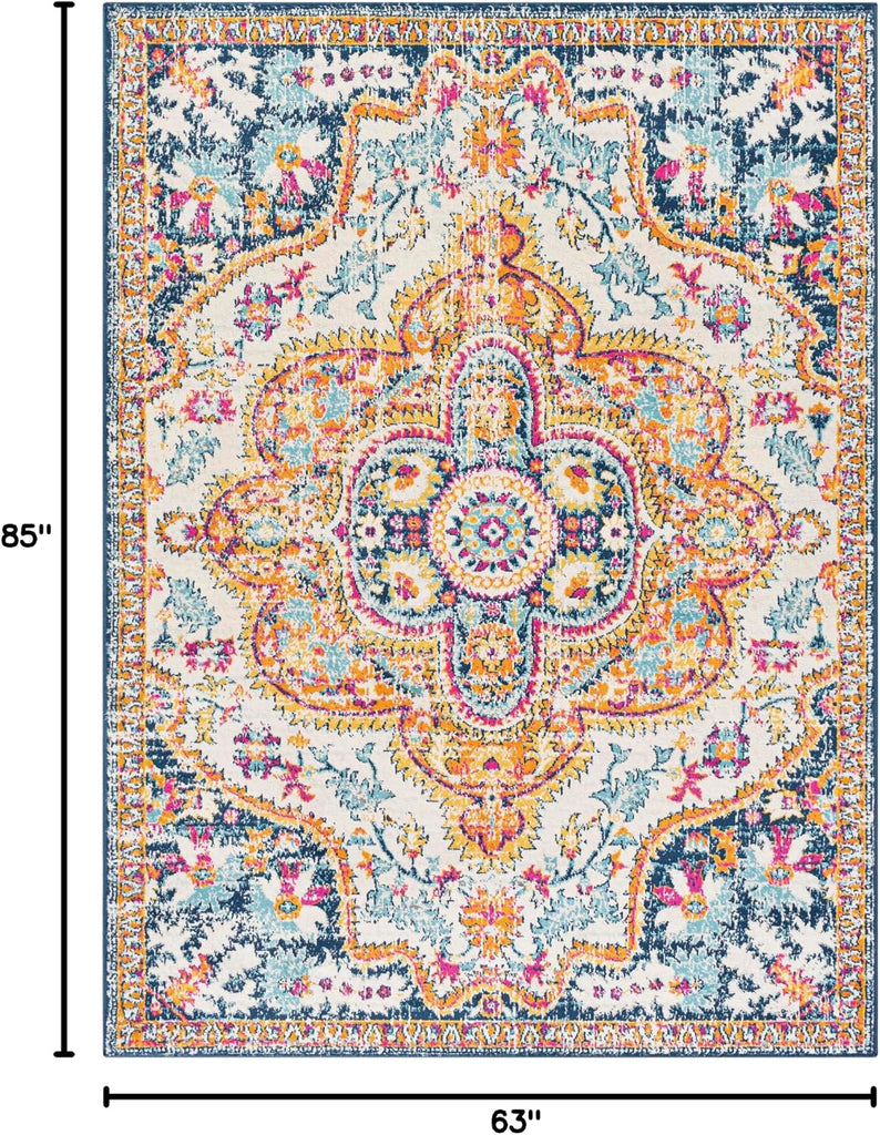 Nyburg Vintage Medallion Area Rug,Burnt Orange/Medium Gray