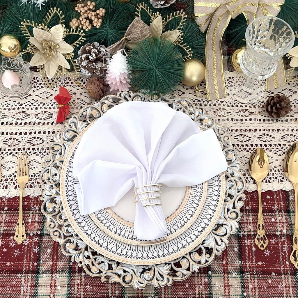 13inch Round Plastic Charger Plates, Set of 8, Charger Plates for Dinner, Wedding, Party, Event Decoration. (White gold