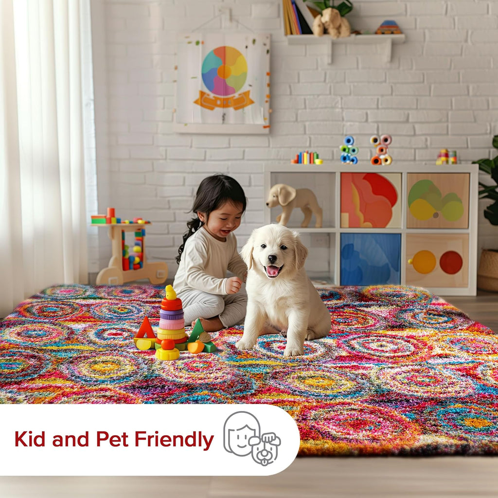 Kindra Multicolor Abstract Power Loomed Area Rug, 8' Square