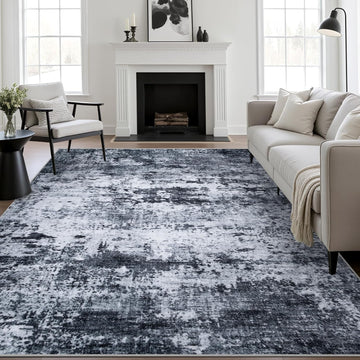 5x7 Area Rug Living Room Rug: Washable Modern Abstract Soft Thin Rug Indoor Floor No Slip Stain Resistant Carpet