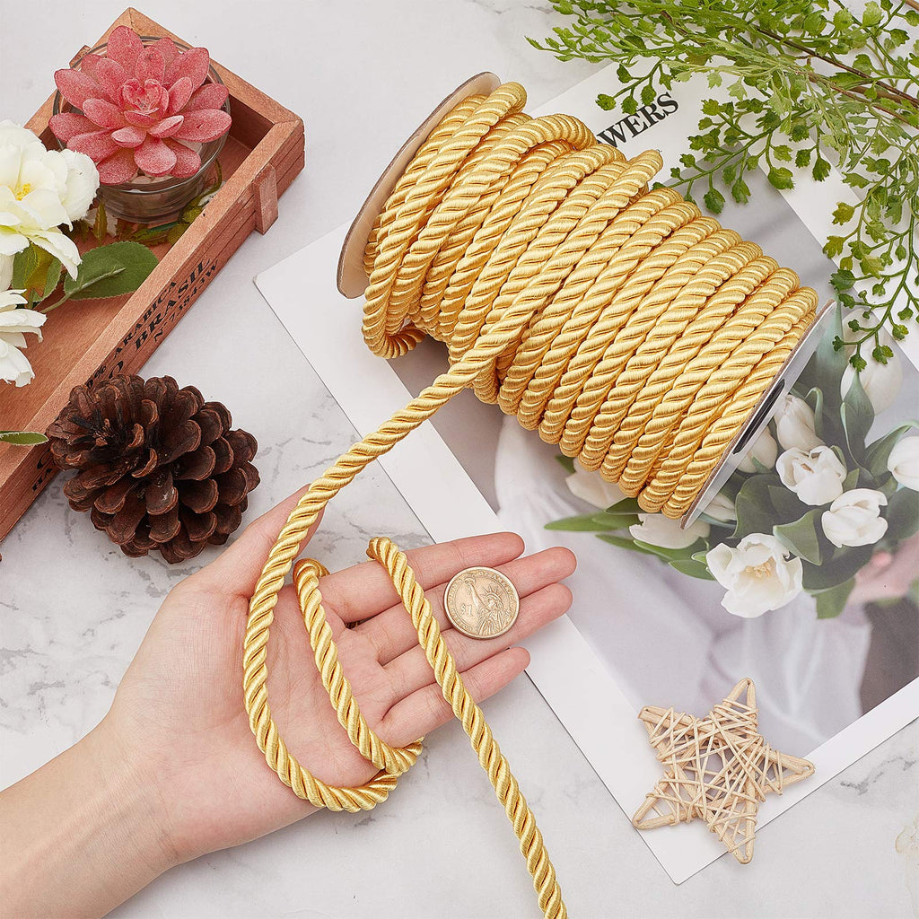 M 20 Yards Twisted Cord Trim Gold Decorative Rope Thread Graduation Honor Cord Silk Ropes Satin Shiny Cords for - 8m
