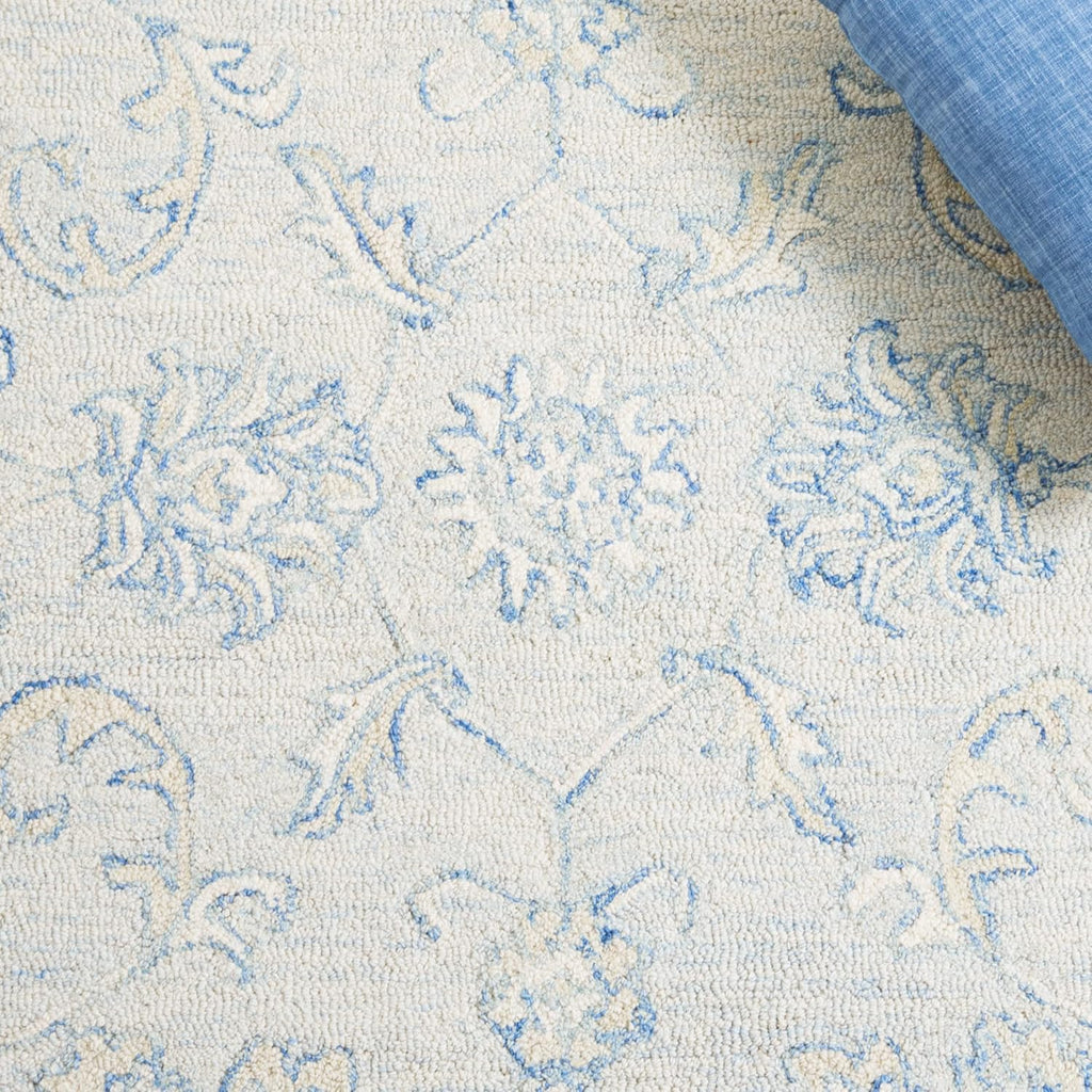 Micro-Loop 10' x 14' BlueBeige Handmade Premium Wool Dining Area Rug