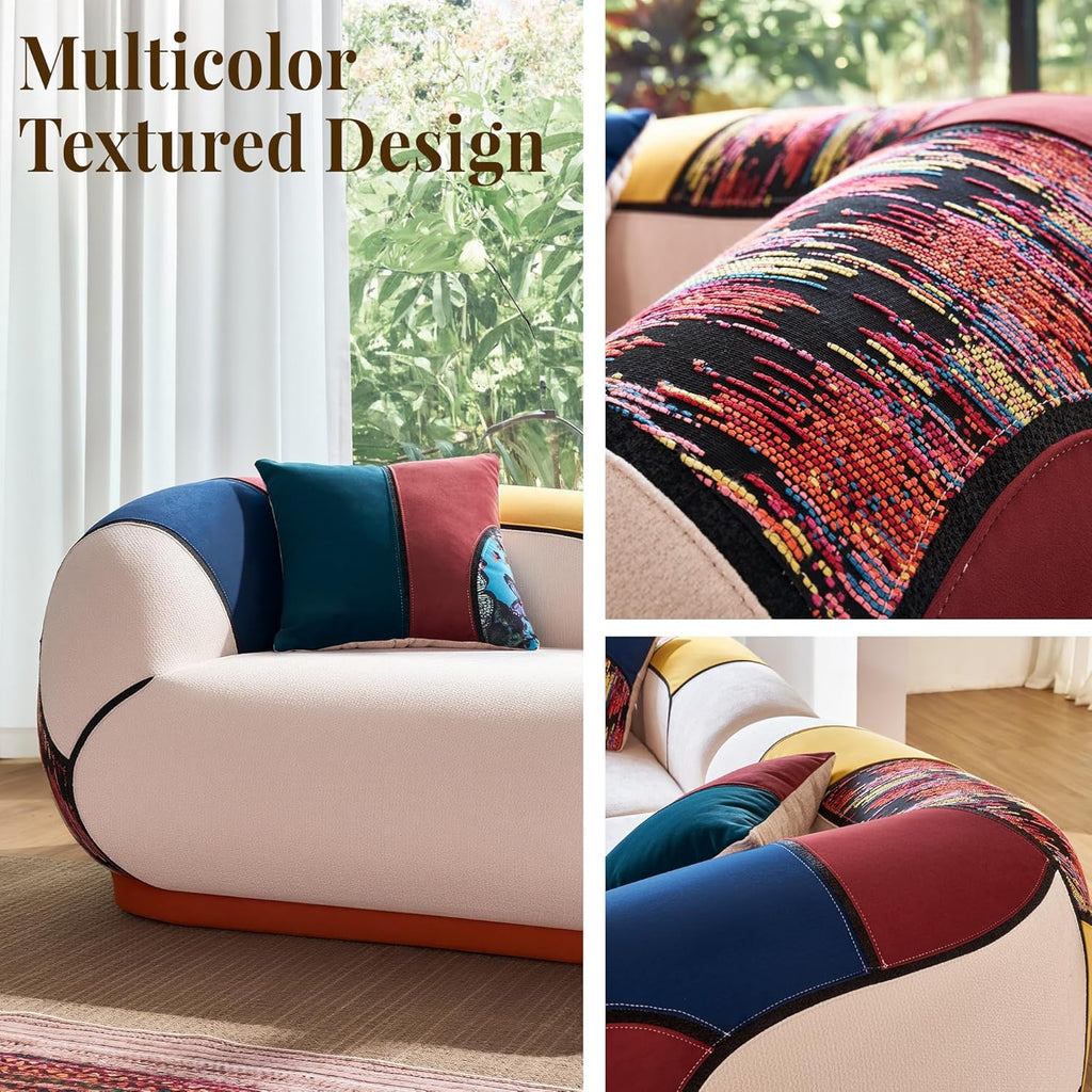 102" Oversized Modern Curved Sofa, Minimalist 4-Seat Chenille Couch for Living Room Apartment