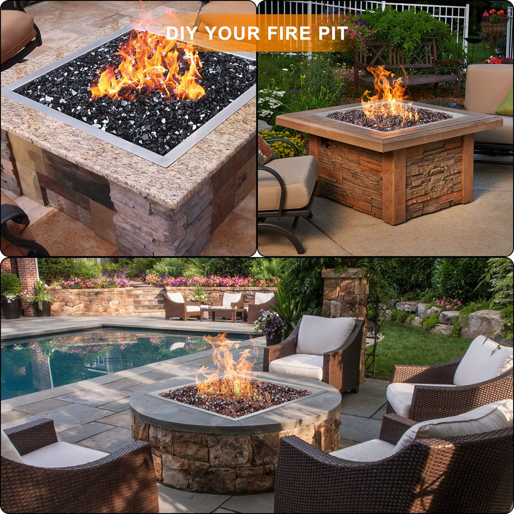 36" Square Fire Pit Flat Pan with Burner Ring, 435, 000 BTU