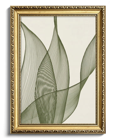 Gold Framed Modern Abstract Wall Art, Sage Green Line Art Picture Wall Decor, Minimalist Geometric Canvas Print
