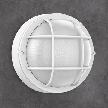 8" Bulkhead LED Light White Round, Nautical Outdoor Lights 8" LED Sauna Light Fxiture Outdoor White Round Nautical
