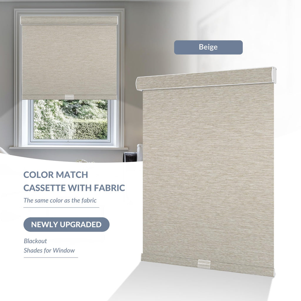 Blackout Roller Shades for Windows, Beige