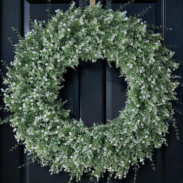 32" Large Artificial Eucalyptus Wreath for Front Door Decor (White-Green)