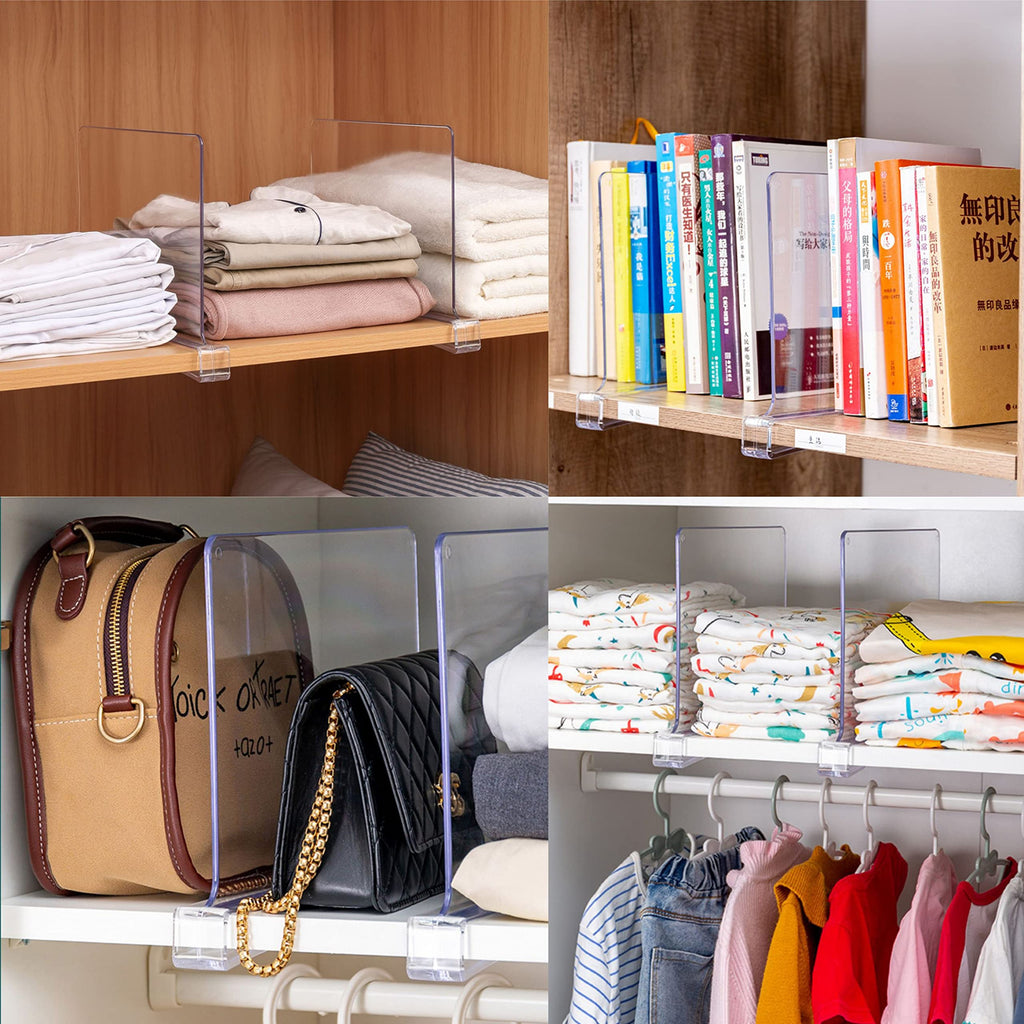 10 Pack Clear Acrylic Shelf Divider for Closet Organization - 9.2′′ Tall Closet Dividers for Wood
