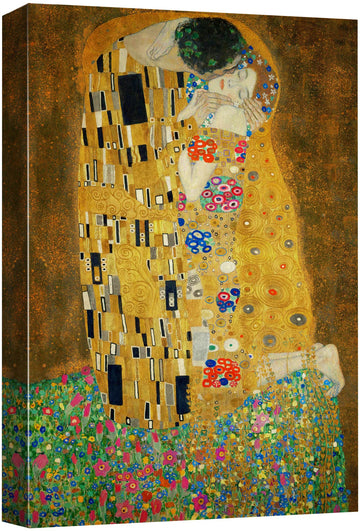 Canvas Print Wall Art The Kiss by Gustav Klimt People Historic Illustrations Fine Art Traditional Scenic Colorful