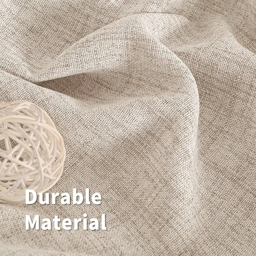 Linen Curtains 72 Inch Length 2 Panels, Rod Pocket Textured Semi Sheer Window Drapes Light Filtering Farmhouse