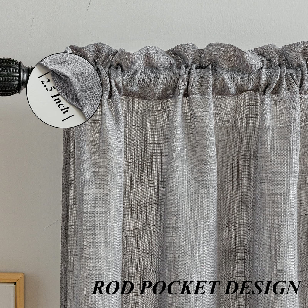 Beda Home Tassel Linen Textured Swag Curtain Valance, Grey, 52 x 18 in