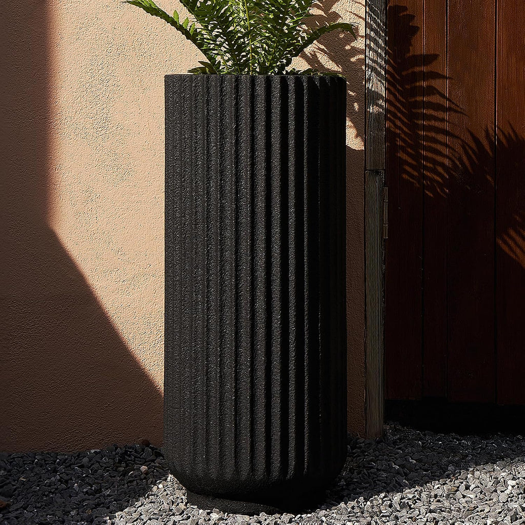 31.5 Inch Tall Roman Column Concrete Planter(14.2Dx31.5H,36 Pounds),Durable All-Weather Use with Drainage Holes,Large