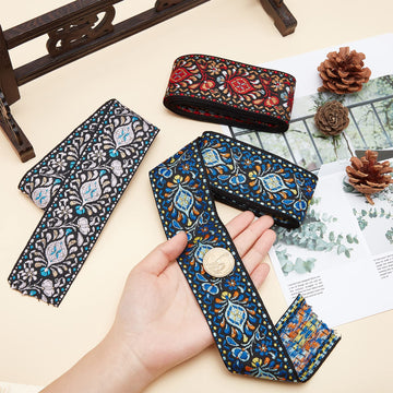2 Inch Vintage Jacquard Ribbon Boho Embroidered Woven Ribbon - 6 Yards