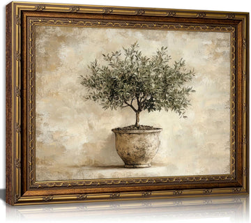 Vintage Gold Framed Olive Tree Wall Art 12x16 In