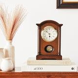 Bulova Dalton Chiming Pendulum Table Clock - Walnut Finish - Gold-Tone Accents