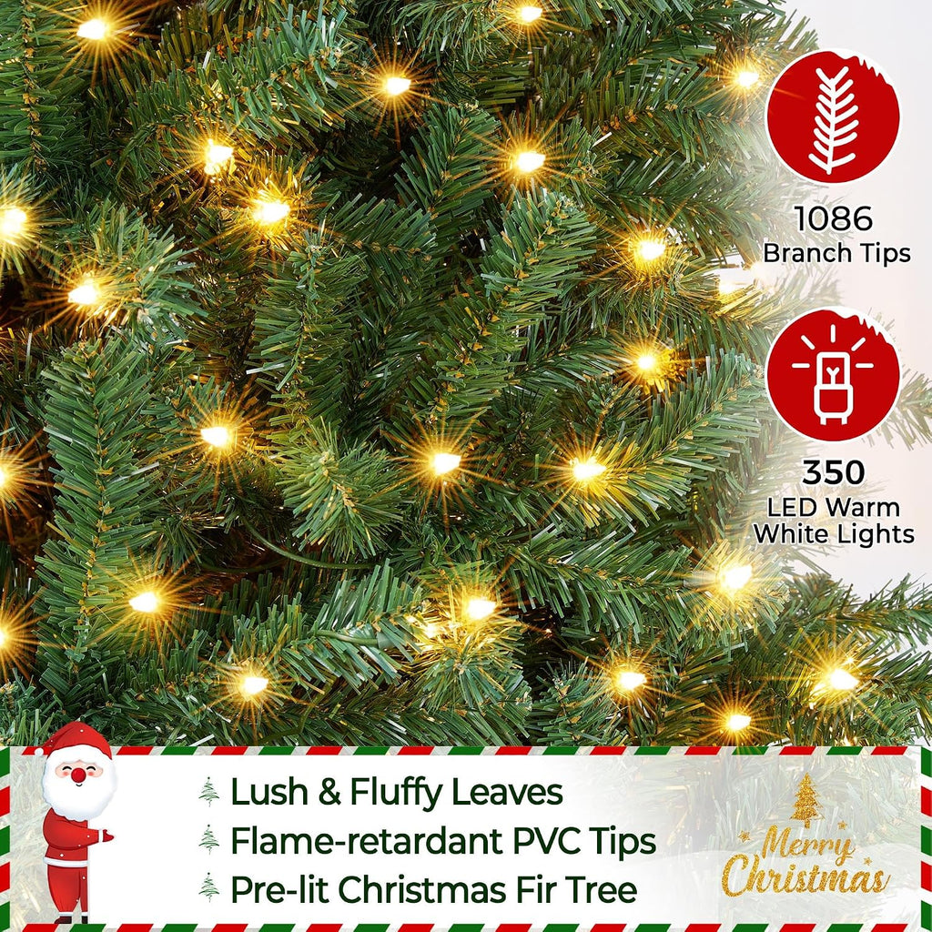 Pre-lit Pencil Artificial Christmas Tree, Green