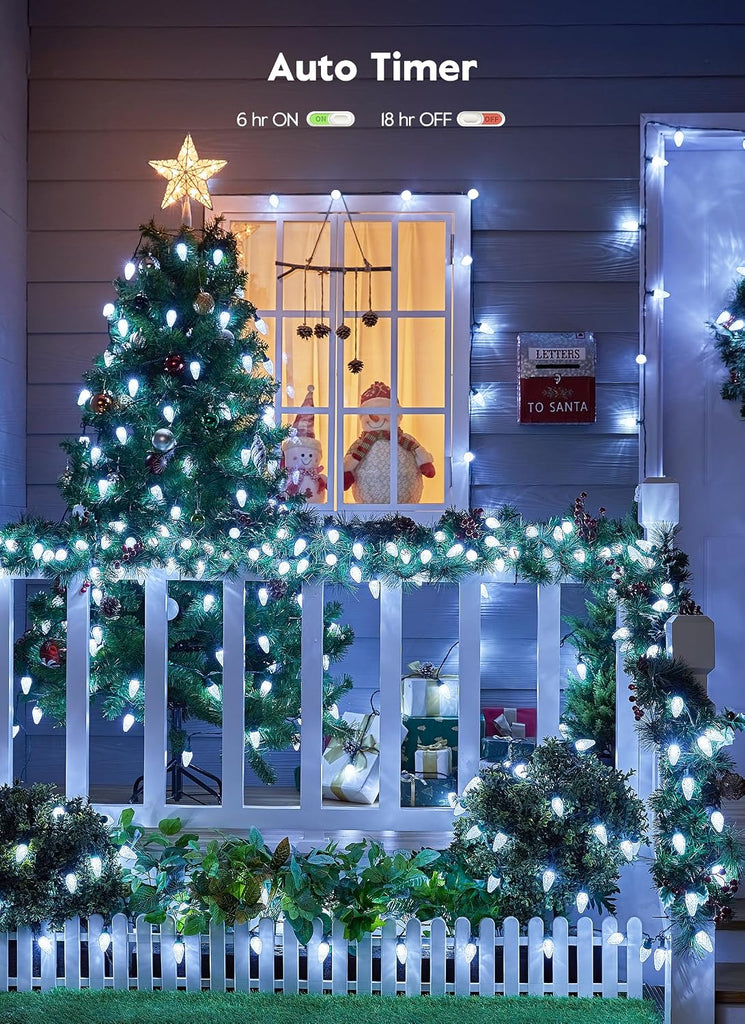 C9 Christmas Lights Outdoor, 114FT 150 LED Pure White Lights