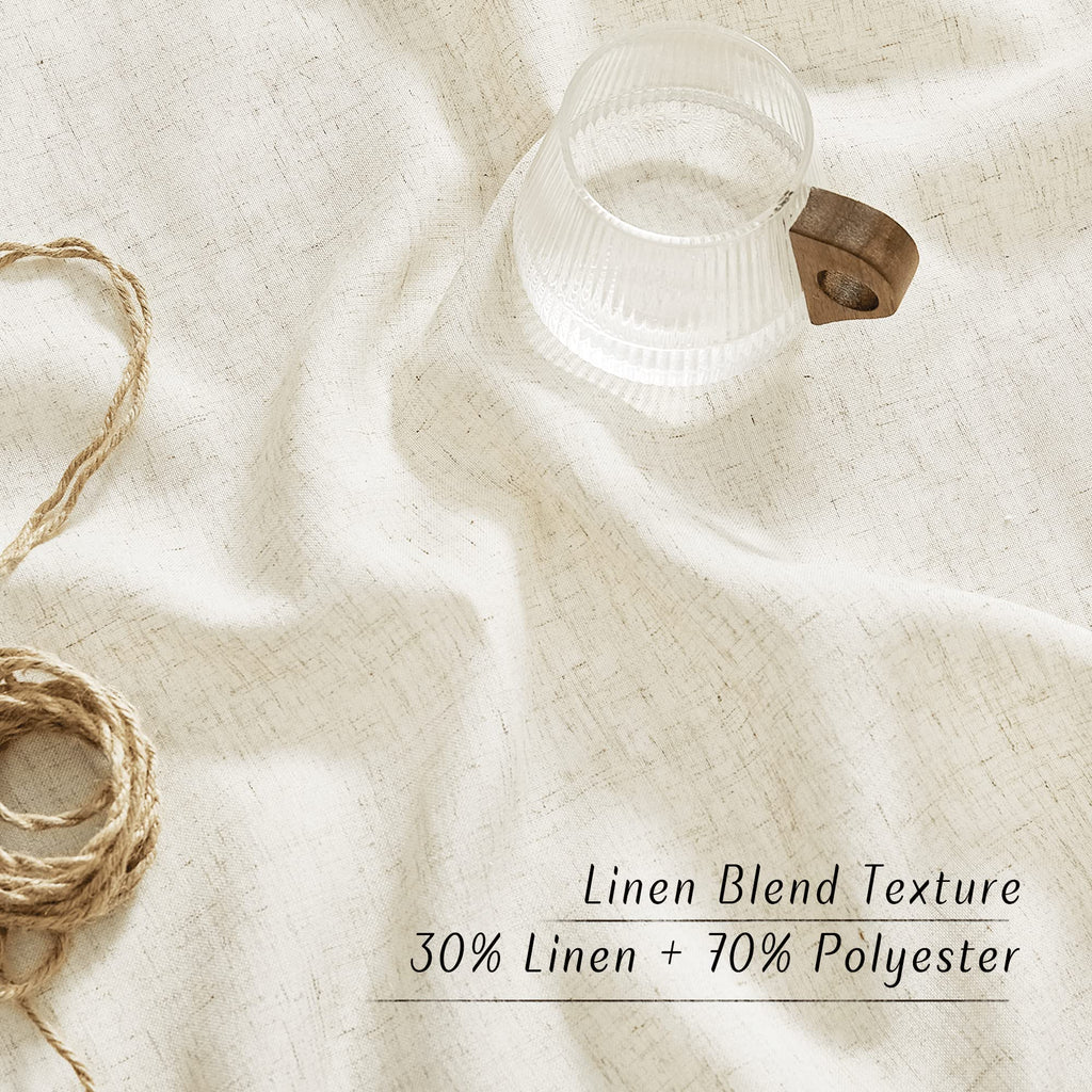 Rustic Linen 144 inch Long Curtains, Grommet Privacy Added Thick Linen Weave with Light Filter Window Curtains &