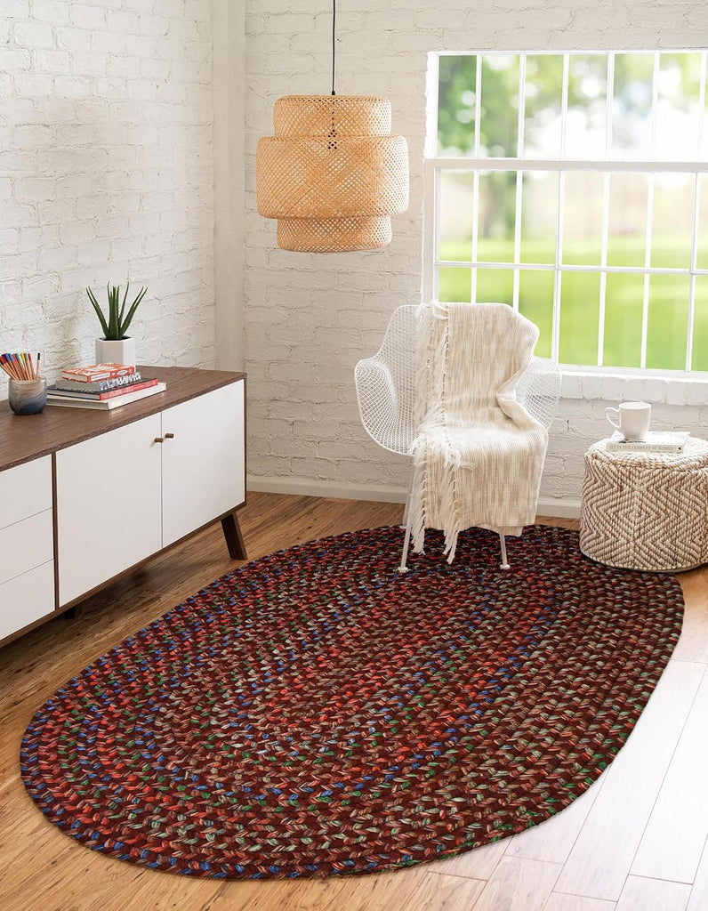 Keepsake KS43 Burgundy 4' x 6' Oval - Braided Area Rug, Home Decor, Floor Mat or Bedroom Rug - Easy Care, Ideal for