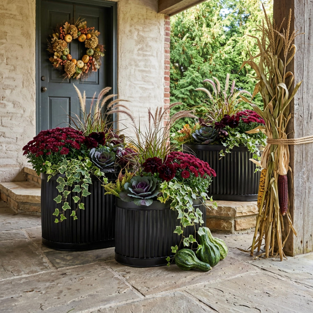 French Country Style Oval Planters, Set of 3