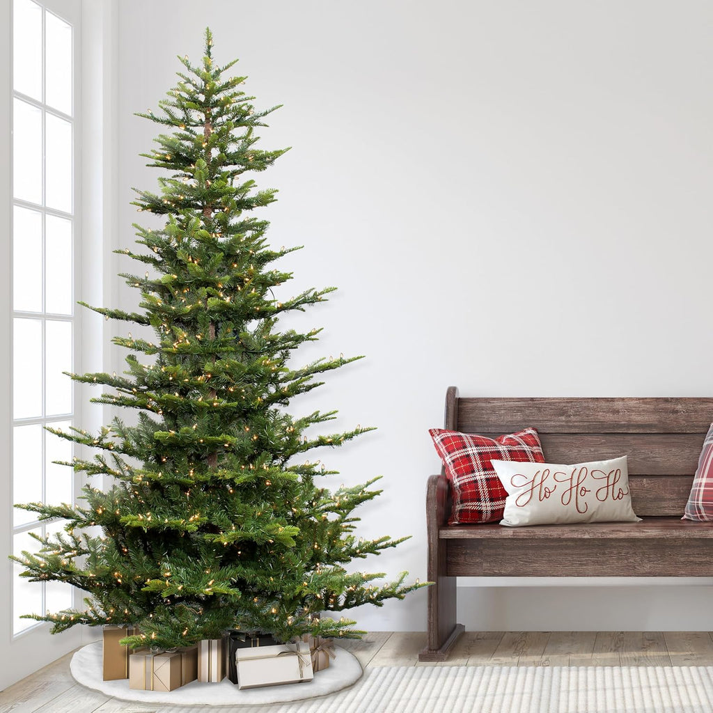 7.5ft Pre-Lit Aspen Fir Artificial Christmas Tree with 700 Clear Lights, 1319 Realistic Dense Branch Tips, Easy Setup