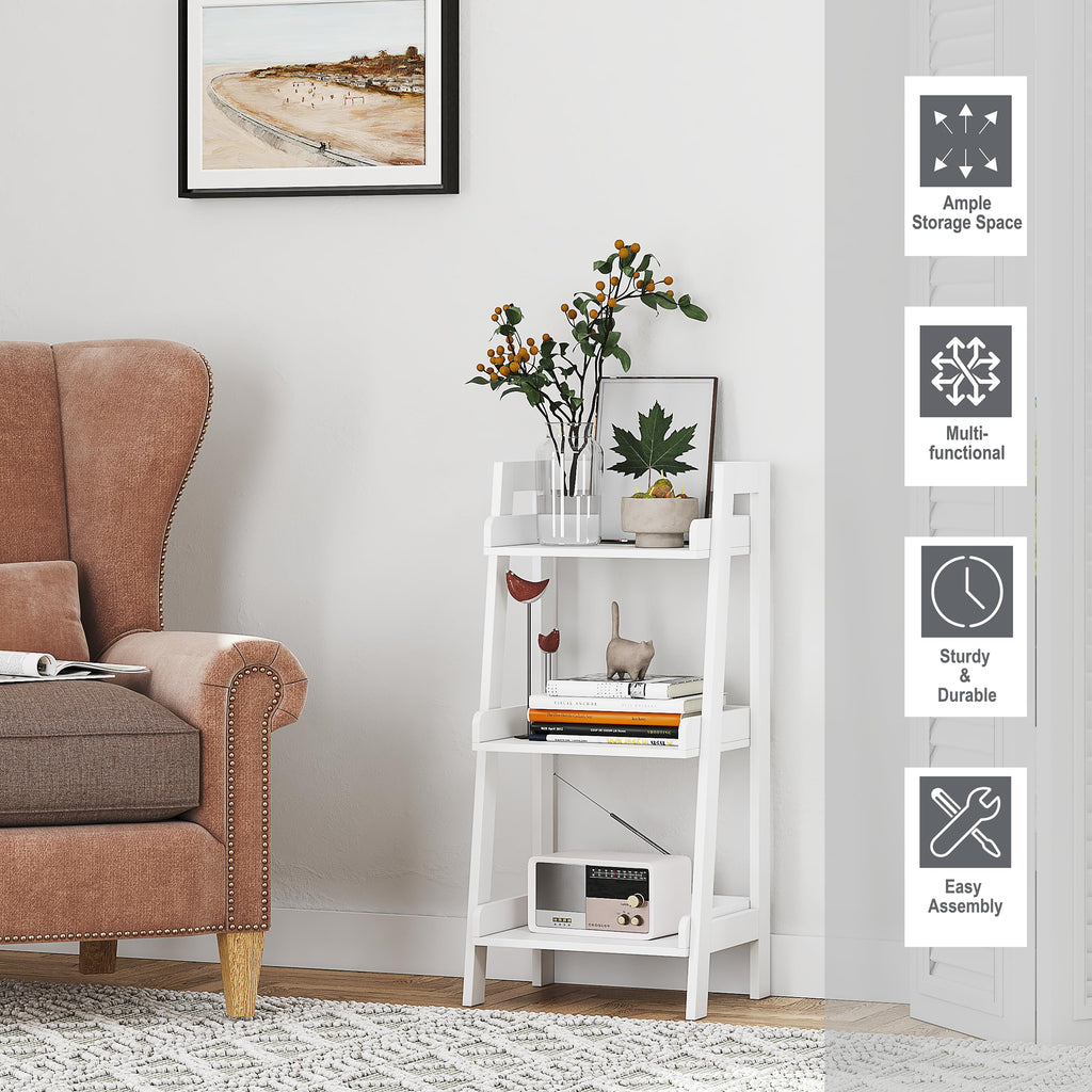 Bathroom Ladder Shelf, 3-Tier Small Storage Rack, White