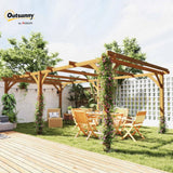 20' x 10' Outdoor Pergola, Wood Gazebo Grape Trellis with Stable Structure and Concrete Anchors for Climbing Plant