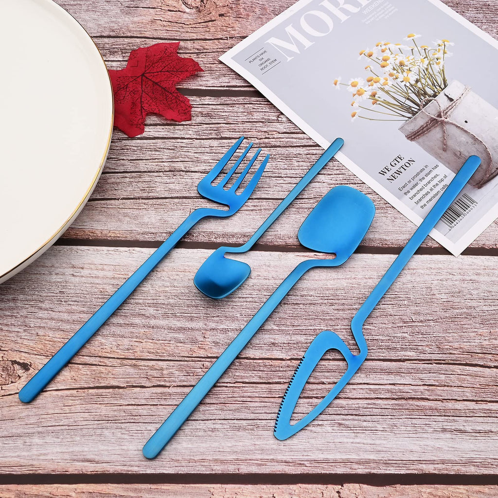 Hanging Cup Silverware Set, Satin Finish 28-Piece 304 Stainless Steel Flatware set, Tableware Cutlery Set Service for