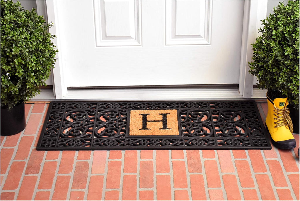 170011741H Rubber Monogram Doormat, 17" x 41" (Letter H)