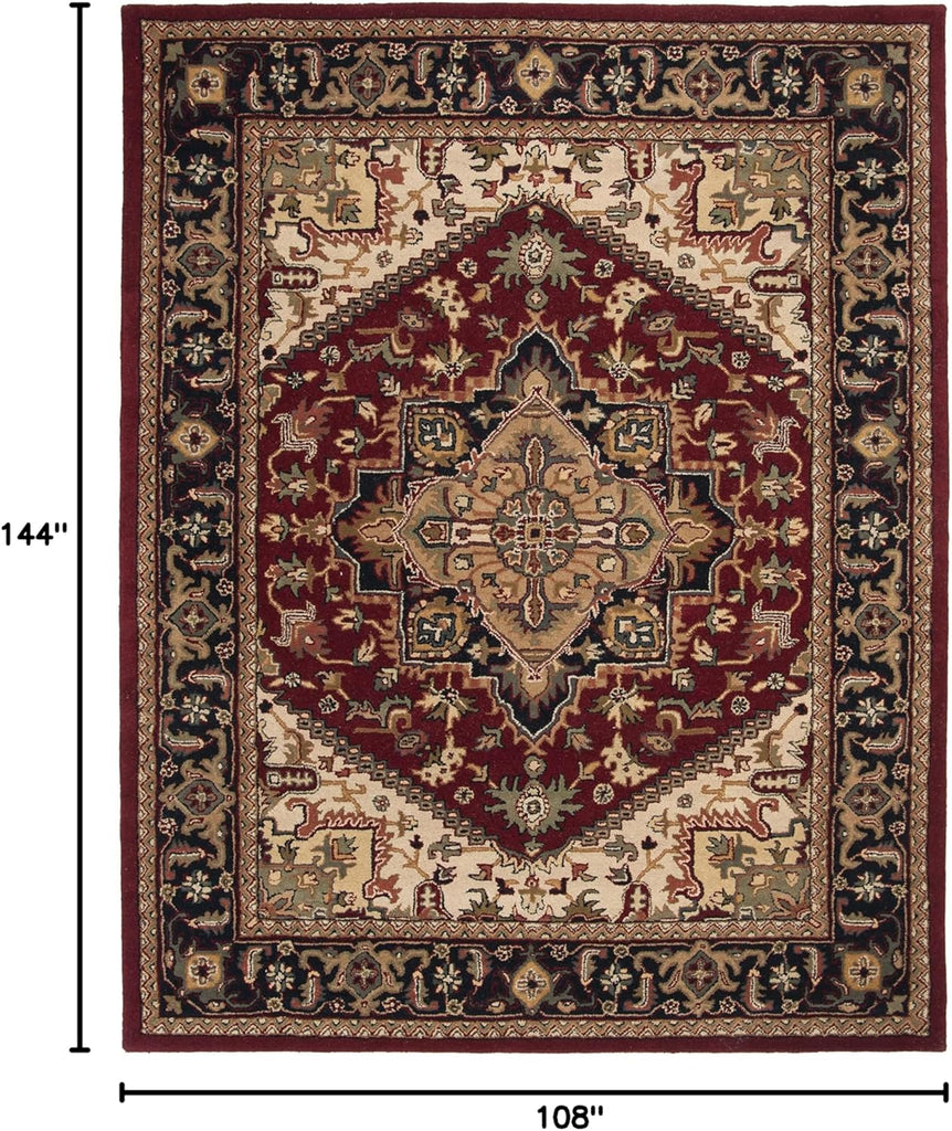 Area Rug 9x12 - Heritage - Large - Red, Handmade Wool, Traditional Oriental Medallion Design